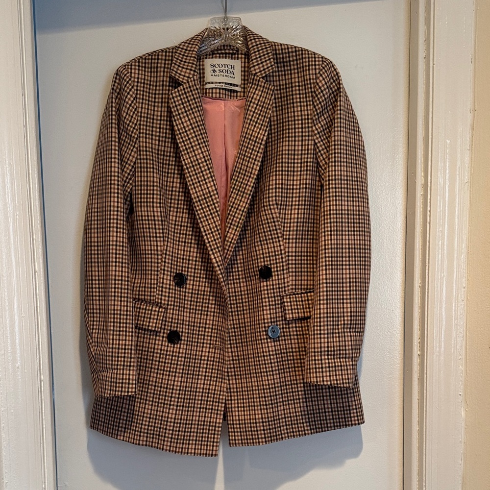 Scotch & Soda Checkered Blazer in Brown and Black